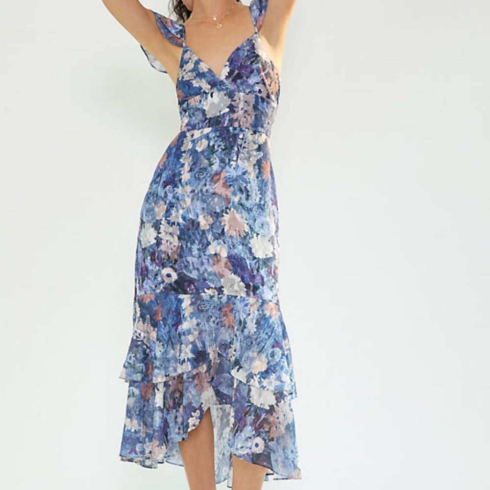 Anthropologie Hutch Ruffled Floral Midi Dress